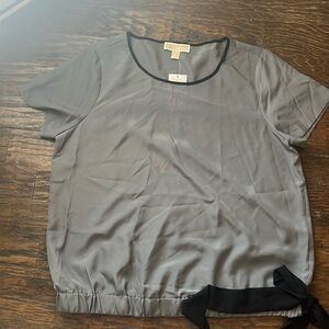 Michael Kors women's xl blouse with bow Gunmetal gray w/ black bow new with tags